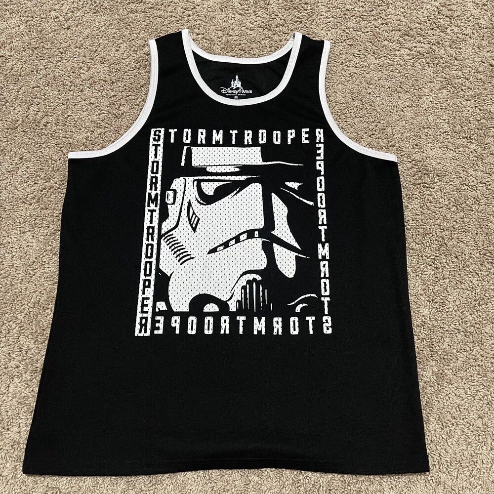 Stormtrooper Jersey Men Medium Black Tank Top Shirt Disney Star Wars Face Mask